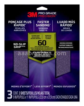3M™ 7010417000 9 x 11 60 Grit Coarse Pro Grade Precision™ Faster Sanding Sheets
