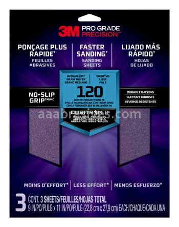 3M&trade; 7010417003 9 x 11 120 Grit Medium Pro Grade Precision&trade; Faster Sanding Sheets