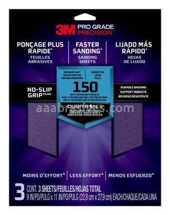 3M&trade; 7010417004 9 x 11 150 Grit Medium Pro Grade Precision&trade; Faster Sanding Sheets