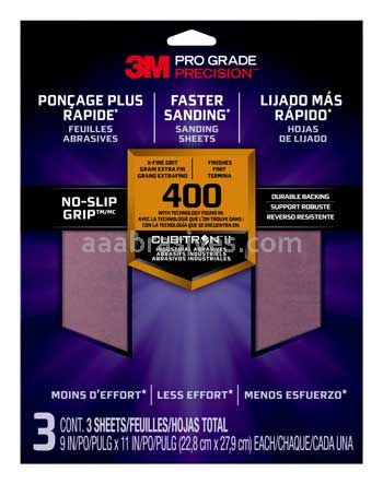 3M&trade; 7010417005 9 x 11 400 Grit X-Fine Pro Grade Precision&trade; Faster Sanding Sheets
