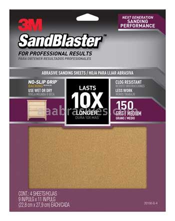 3M™ 7100140799 9 x 11 150 Grit SandBlaster™ Advanced Sanding Sheets w/ NO-SLIP™ GRIP