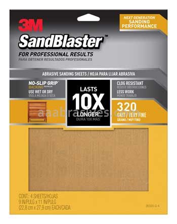 3M™ 7100182909 9 x 11 320 Grit SandBlaster™ Advanced Sanding Sheets w/ NO-SLIP™ GRIP