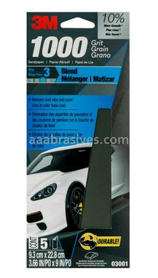 3M&trade; 7100100323 3-2/3 x 9 1000 Grit Wetordry&trade; Sandpaper 03001