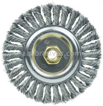 Weiler 79804 Dually 6" Filler Pass Weld Cleaning Brush .023" Steel Wire Fill 5/8"-11 UNC Double-Hex Nut