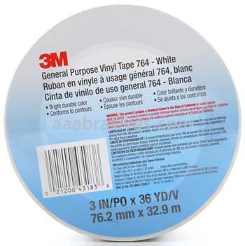 3M™ 7000123865 General Purpose Vinyl Tape 764 White 3" x 36 yards