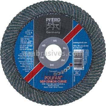 Pferd 67347 6x7/8 40 Grit Zirc Polifan Curve Large Flap Disc