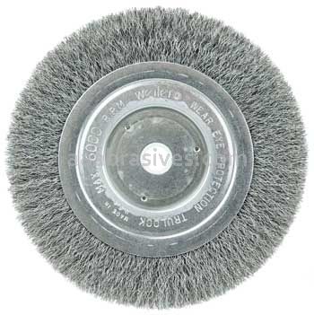 Weiler 01085 6" Narrow Face Crimped Wire Wheel Short Trim .006" Steel Fill 5/8"-1/2" Arbor Hole