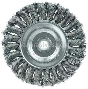 Weiler 08034 4" Standard Twist Knot Wire Wheel .0118" Steel Fill 1/2"-3/8" Arbor Hole