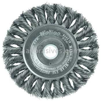 Weiler 08045 4" Standard Twist Knot Wire Wheel .014" Steel Fill 5/8"-1/2" Arbor Hole