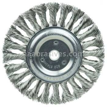 Weiler 08345 6" Standard Twist Knot Wire Wheel .016" Stainless Steel Fill 5/8"-1/2" Arbor Hole