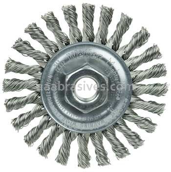 Weiler 13276 Cable Twist Knot Wire Wheel 4" .020" Stainless Steel Fill 5/8"-11 UNC Nut