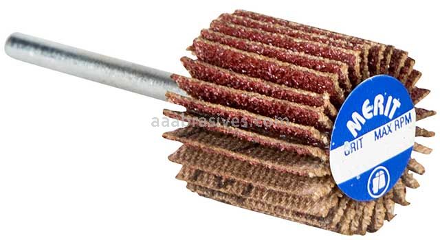 Merit Abrasives 08834137583 3/4 x 5/8 x 1/8 Small Diameter Flap Wheels With 1/8" Steel Shank 180 Grit Merit Aluminum Oxide