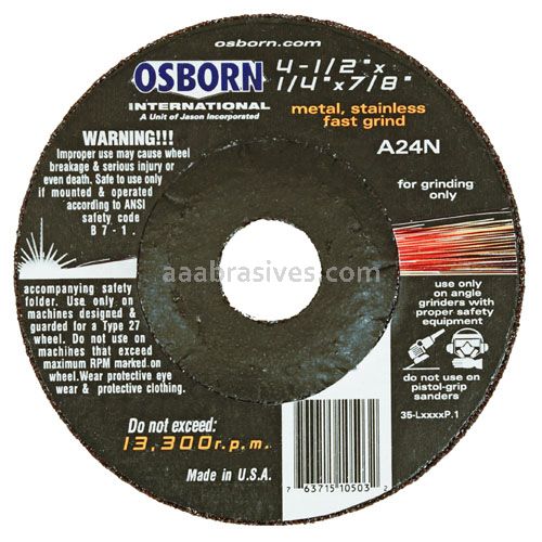 Osborn 4-1/2” Grinding Wheel (1/8” X 5/8-11 AH X A24R)#80515