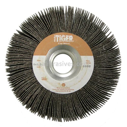 Weiler 53306 - 6" x 1-1/2" 1" A.H., 60 AO, Tiger Coated Abrasive Flap Wheel - 012382533069