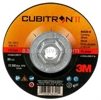 3M™ 7100244823 4-1/2x1/4x5/8-11 T27 Quick Change Cubitron™ II Depressed Center Grinding Wheel 64320