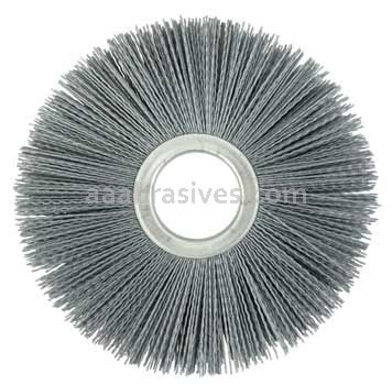 Weiler 20650 8" Nylox Metal Hub Wheel Brush .040/120 SC Crimped Fill 2" Arbor Hole