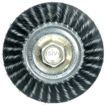 Weiler 35800 Mini Roughneck 4" Polyflex Encapsulated Stringer Bead Wheel .020" Steel Wire Fill 5/8"-11 UNC Nut