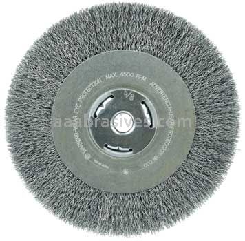 Weiler 36206 Wolverine 8" Crimped Wire Wheel .014" Steel Fill Wide Face 5/8" Arbor Hole