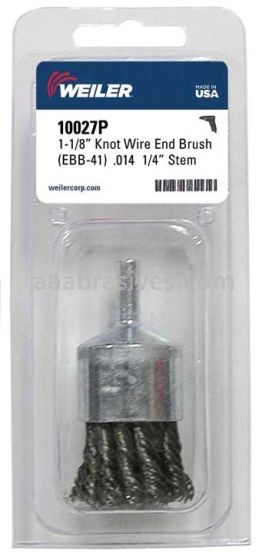 Weiler 10027P 1-1/8" Knot Wire End Brush .014" Steel Fill Retail Pack