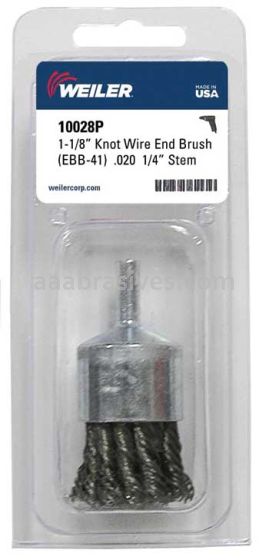 Weiler 10028P 1-1/8" Knot Wire End Brush .020" Steel Fill Retail Pack