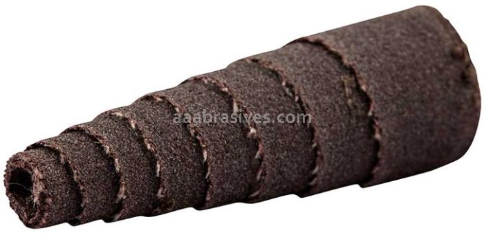 1/2 x 1 x 1/8 180 Grit Merit A/O Full-Tapered Spiral Rolls