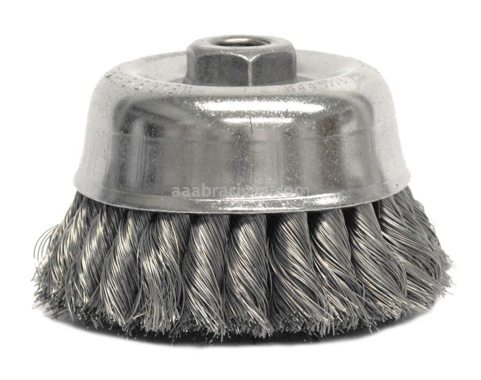 Weiler 12766 - 4" .020, 5/8"-11 A.H. , Double Row Wire Cup Brush - 012382127664