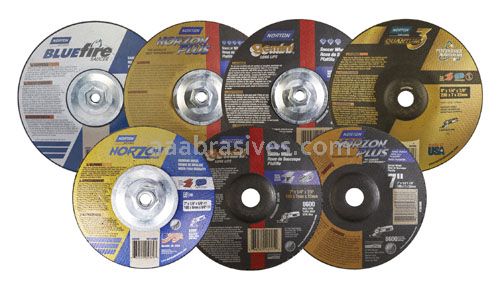 Norton 7 x 1/4 x 5/8-11 Charger Plus Type 28 Depressed Center Saucer Wheels