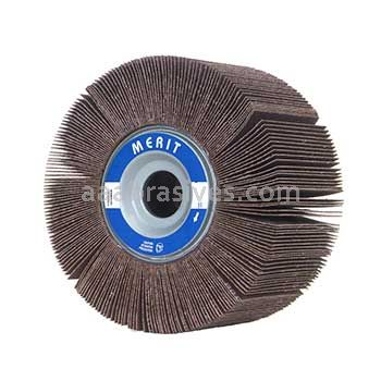 3 x 2 x 3/8 120 Merit High Performance Mini Grind-O-Flex Small Diameter Flap Wheels With 1/4" Steel Shank