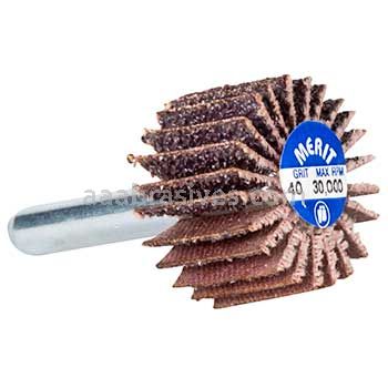 Merit Abrasives 08834137105 1 x 5/8 x 1/4 Small Diameter Flap Wheels With 1/4" Steel Shank 40 Grit Merit High Performance Ceramic/AO