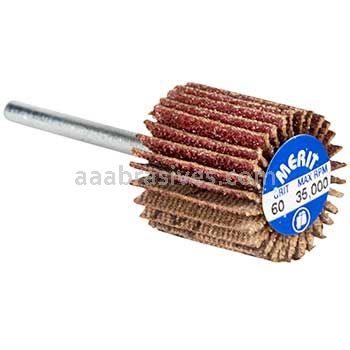 Merit Abrasives 08834137590 3/4 x 3/4 x 1/8 Small Diameter Flap Wheels With 1/8" Steel Shank 60 Grit Merit Aluminum Oxide