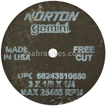 Norton 3 x 1/8 x 1/4 Gemini Free Cut D Sides Reinforced Type 01 Straight Wheels