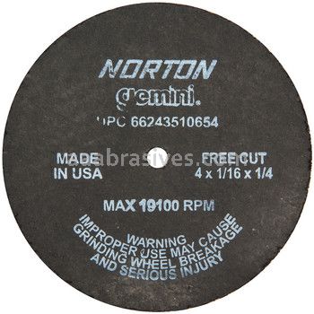Norton 4 x 1/16 x 1/4 Gemini Free Cut D Sides Reinforced Type 01 Straight Wheels