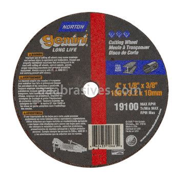 Norton 4 x 1/8 x 3/8 Gemini Long Life D Sides Reinforced Type 01 Straight Wheels
