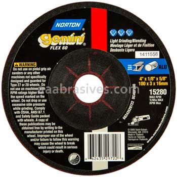 Norton Abrasives 66243529722 4 x 1/8 x 5/8 Norton Gemini Flexible A60 Mini Disc Type 27 Depressed Center Wheels