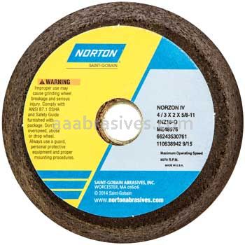 Norton 4 x 3 x 2 x 5/8-11 rim 3/4 back 3/4 Norzon 4NZ16-Q ME48976 E100587 NCRH Steel Bushing Type 11 Flaring Cup Wheels