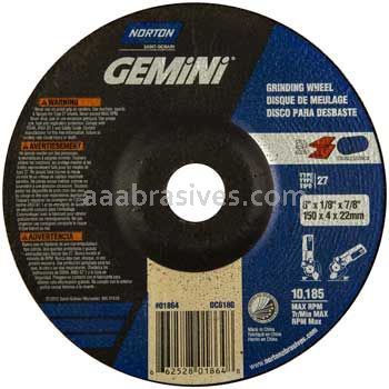 Norton 6 x 1/8 x 7/8 Gemini  Disc Type 27 Depressed Center Wheels