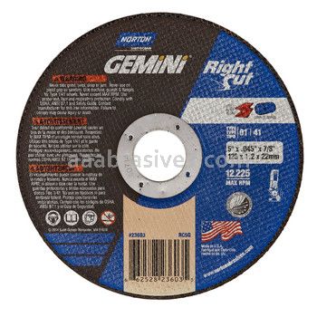 Norton 5 x .045 x 7/8 Gemini RightCut D Sides Reinforced Type 01 Straight Wheels