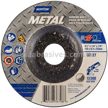 Norton 4-1/2 x 1/4 x 7/8 Metal Type 27 Depressed Center Wheels