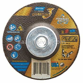 Norton 66252839427 6 x 1/8 x 5/8-11 Quantum3 Type 27 Depressed Center Wheels