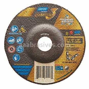 Norton 66252839428 6 x 1/8 x 7/8 Quantum3 Type 27 Depressed Center Wheels