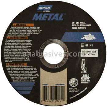 Norton 4-1/2 x .040 x 7/8 Metal D Sides Reinforced Type 01 Straight Wheels