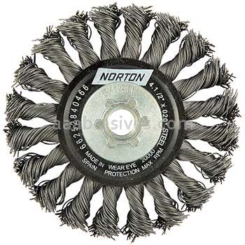 Norton 4-1/2x.020x5/8-11/Carbon Steel/*Bulk Packed/Full Cable Twist Knot Wire Wheel Brushes For Steel