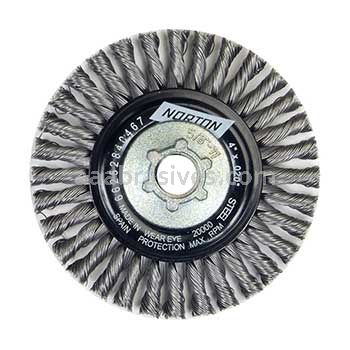 Norton 4-1/2x.020x5/8-11/Carbon Steel/*Bulk Packed/Stringer Bead Knot Wire Wheel Brushes - For Steel