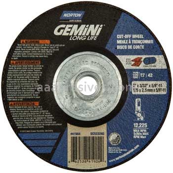 Norton Abrasives 66252841904 5 x 3/32 x 5/8-11 Norton Gemini Type 27 Depressed Center Wheels