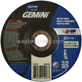 Norton Abrasives 66252841906 6 x 3/32 x 7/8 Norton Gemini Type 27 Depressed Center Wheels