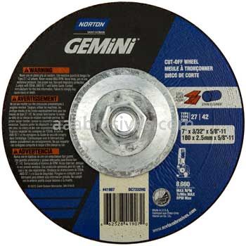 Norton Abrasives 66252841907 7 x 3/32 x 5/8-11 Norton Gemini Type 27 Depressed Center Wheels