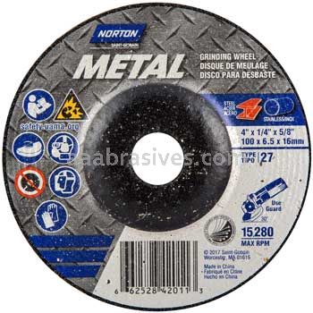 Norton Abrasives 66252842011 4 x 1/4 x 5/8 Norton Metal Type 27 Depressed Center Wheels