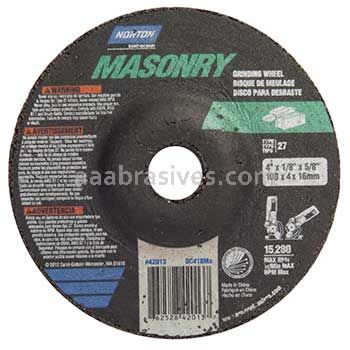 Norton Abrasives 66252842013 4 x 1/8 x 5/8 Norton Masonry Type 27 Depressed Center Wheels