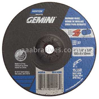 Norton Abrasives 66252842018 4 x 1/4 x 3/8 Norton Gemini Mini Disc Type 27 Depressed Center Wheels