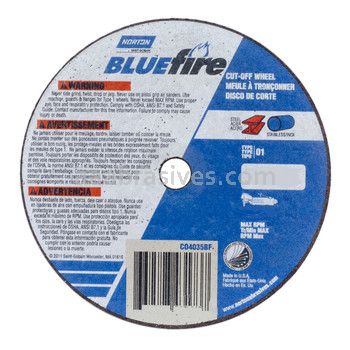 Norton Abrasives 66252843174 3 x .035 x 3/8 Norton BlueFire D Sides Reinforced Type 01 Straight Wheels